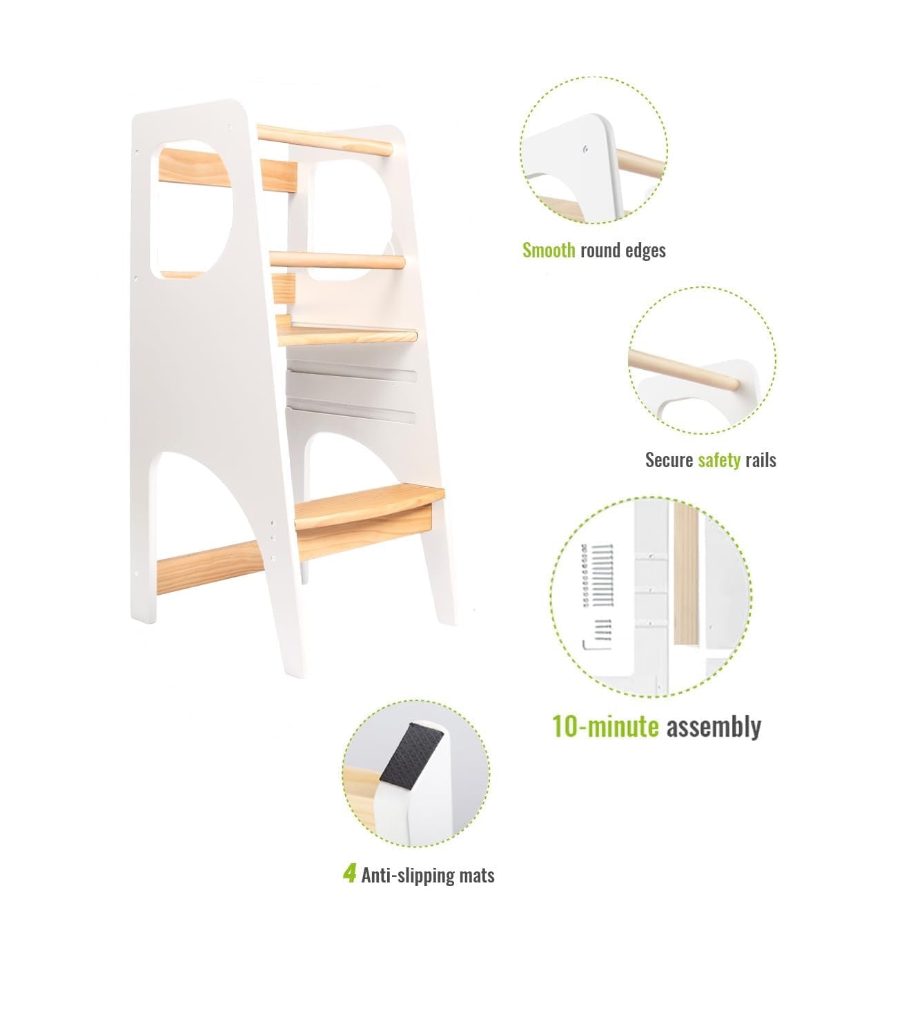 Toddler Tower Montessori Style Kitchen Helper (White)