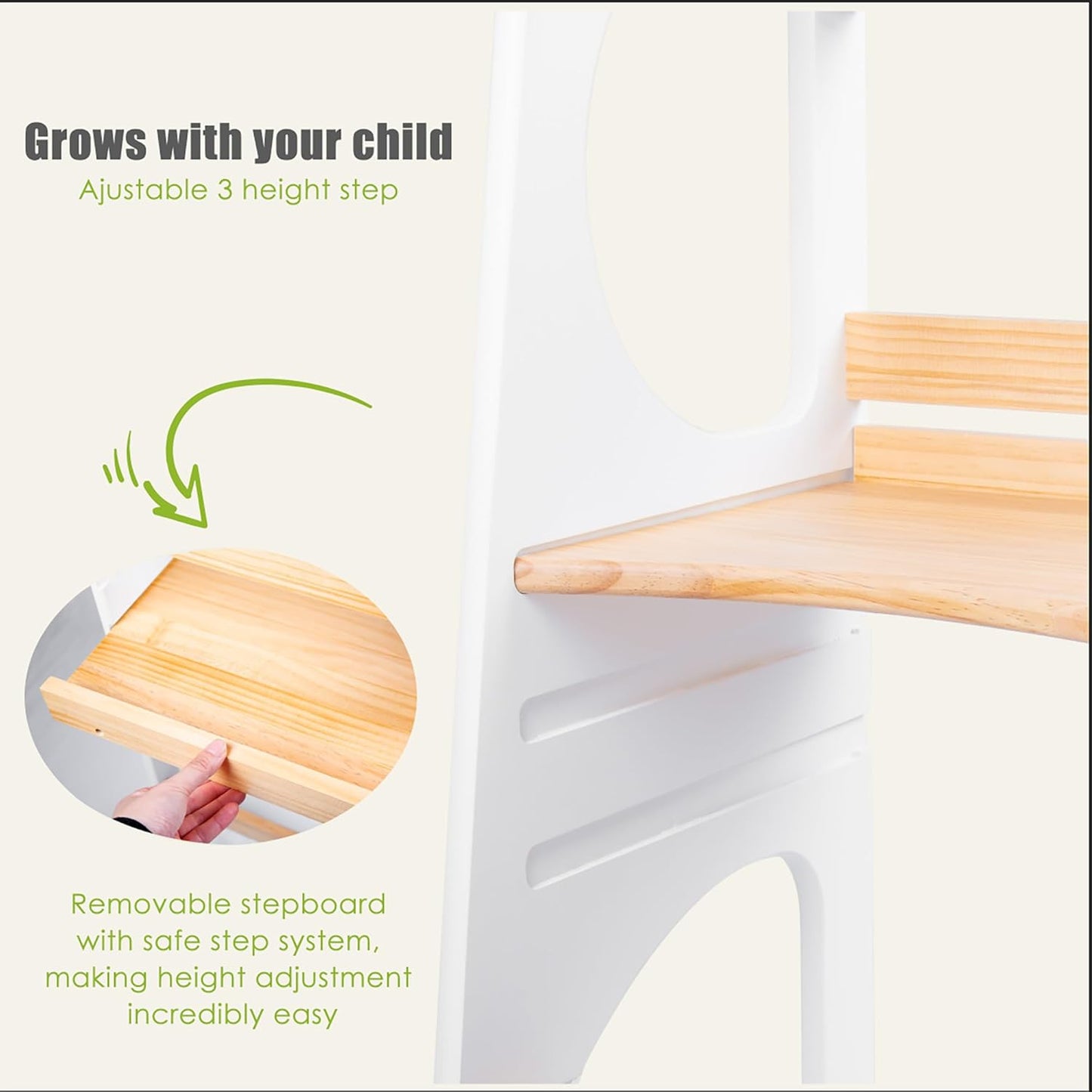 Toddler Tower Montessori Style Kitchen Helper (White)