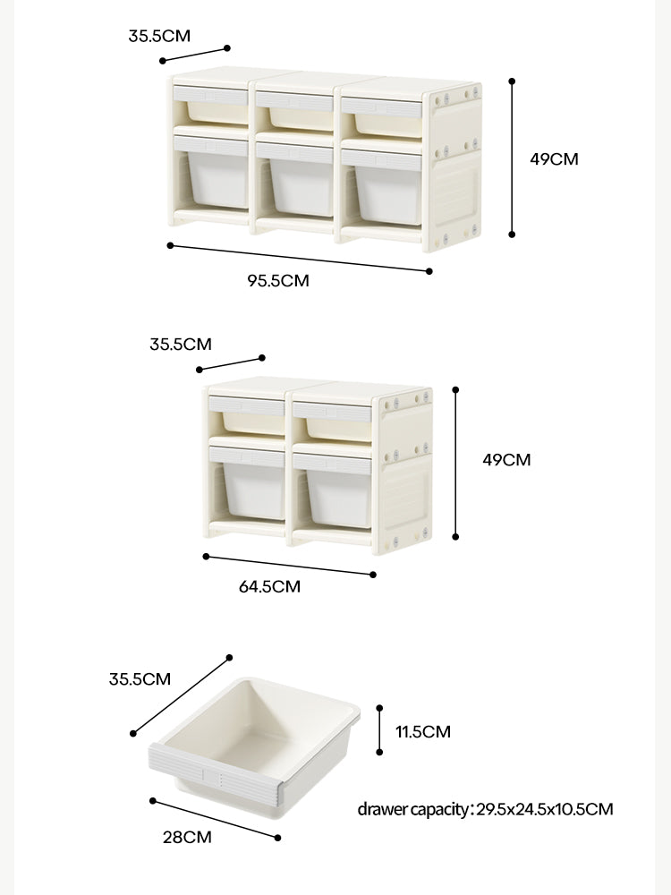 Modular Kids Toy Storage Drawers – Low Set Multi-Tier Organiser