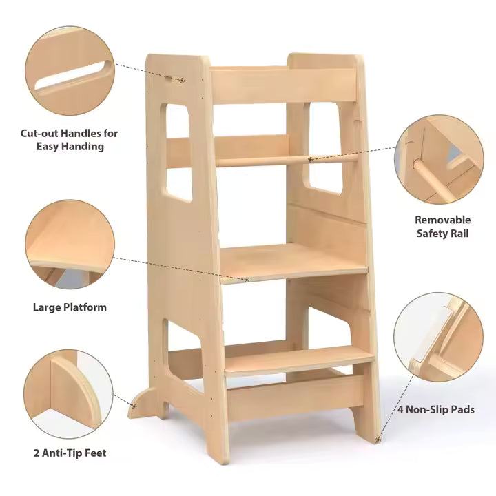 Wooden child's learning tower with great features
