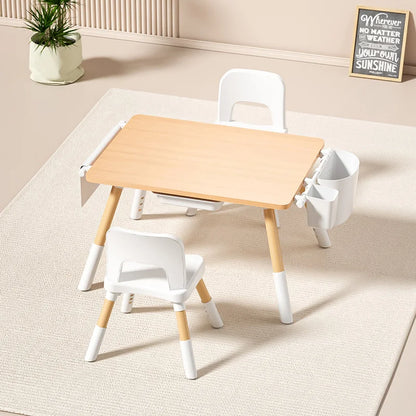 Montessori Art Table & 2 Chair Set – Adjustable, with Storage Drawers