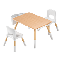 Art Table with Two Chairs / Brown - Montessori Art Table & 2 Chair Set – Adjustable, with Storage Drawers