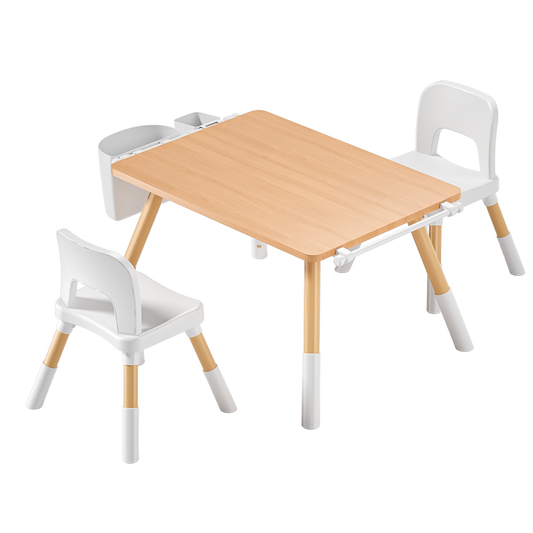 Montessori Art Table & 2 Chair Set – Adjustable, with Storage Drawers