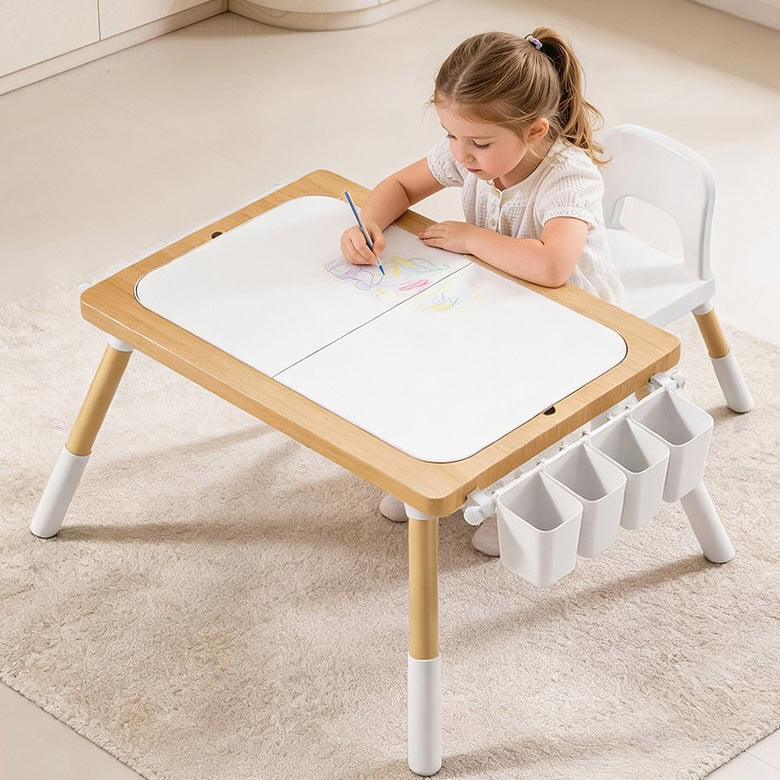 Montessori Play Table & 2 Chair Set – Building Block Top