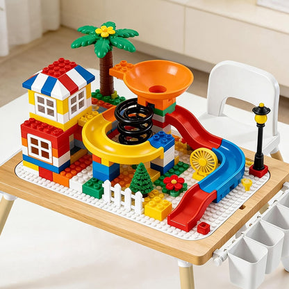 Montessori Play Table & 2 Chair Set – Building Block Top