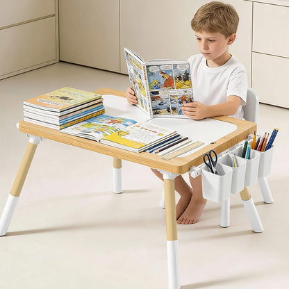 Montessori Play Table & 2 Chair Set – Building Block Top