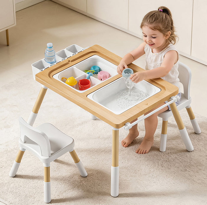 Montessori Play Table & 2 Chair Set – Building Block Top