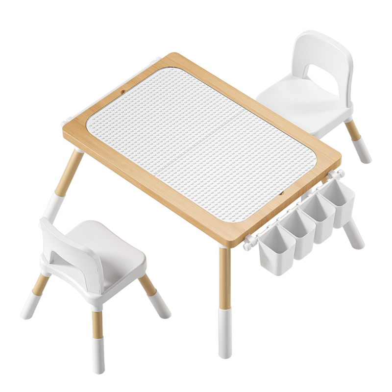 Montessori Play Table & 2 Chair Set – Building Block Top