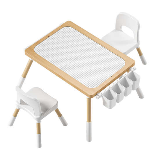 Montessori Play Table & 2 Chair Set – Building Block Top