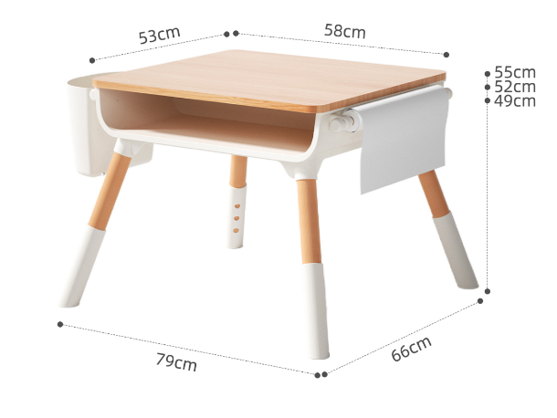 Modern toddler desk with paper roll and oak finish Sizes