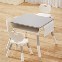 Large / Grey - Large Adjustable Montessori Kids Table & Chair Set – Art Desk with Storage
