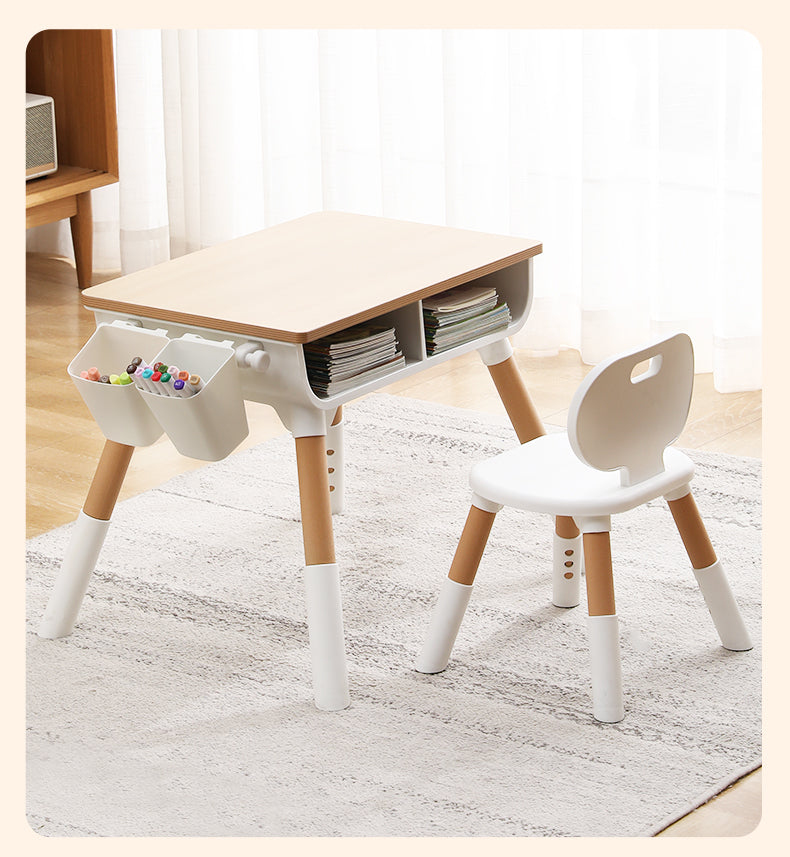 Montessori Style Wooden Colouring Table and Chair with Storage